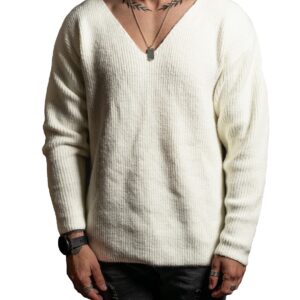 Sweater Oversize V - Blanco